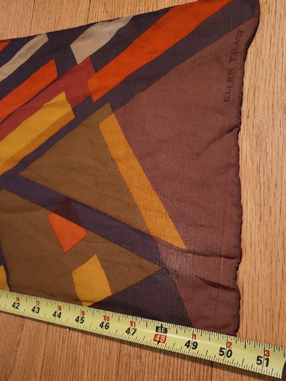 Ellen Tracy Bold Geometric Maxi Skirt in Navy, Orange & Mustard - Picture 3 of 6